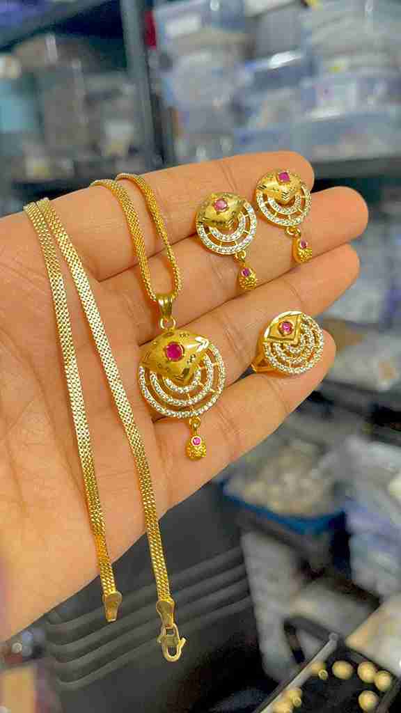 Gold Plated Pendant With Tops Ad Adjustable Ring Combo